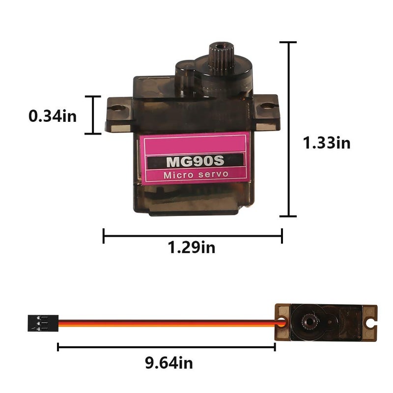 DORHEA 2Pcs MG90S Micro Servo Motor 9G Servo Geared Micro RC Servo Motor Smart Robot 180 Degree Compatible with Raspberry Pi Project Car Helicopter Airplane Boat - Image 4